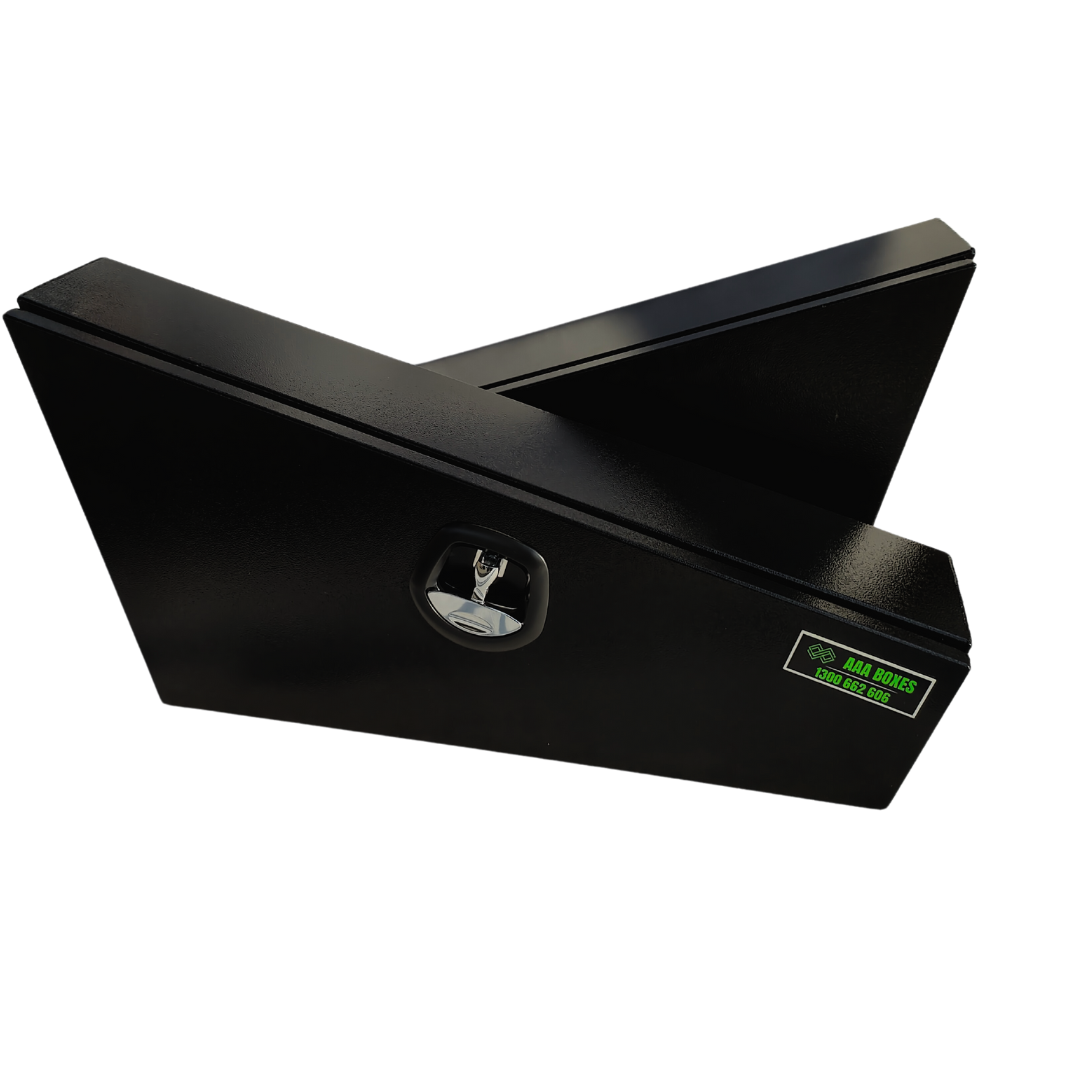 1180MM TAPERED ALUMINIUM UNDER TRAY TOOLBOX (PAIR) – BLACK - Image 3